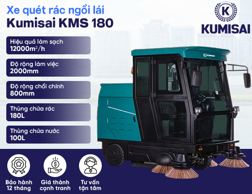 Xe quét rác ngồi lái Kumisai KMS 180 - 2